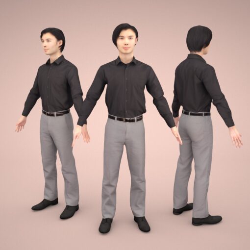 animation-3Dmodel-Human-asian-casual-black