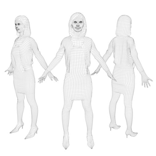 3Dmodel-PEOPLE-asian-casual-wireframe