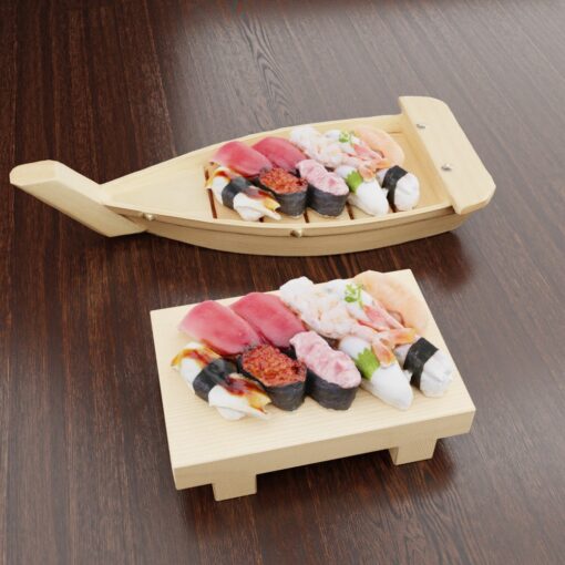 寿司フリー3Dモデル-寿司にぎりセット