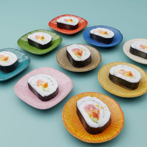 寿司フリー3Dモデル-3色巻き寿司