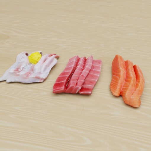 寿司フリー3Dモデル-刺身3色