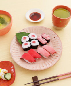 女子の3Dモデル-シンプルまる皿とお寿司