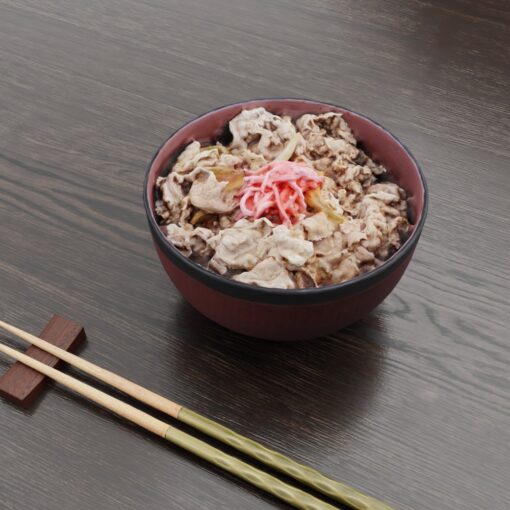 和食フリー3Dモデル-昼の牛丼
