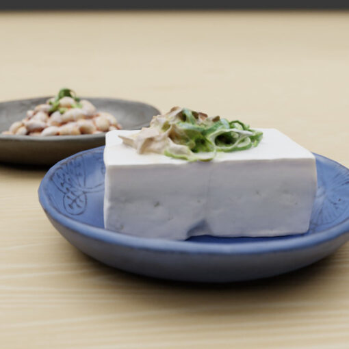 和食フリー3Dモデル-豆腐にしょうゆ
