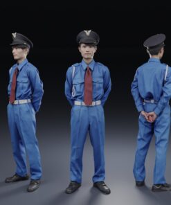 警備員ポーズド-3Dモデル素材日本人