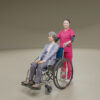 介護士とシニア3D人物モデル