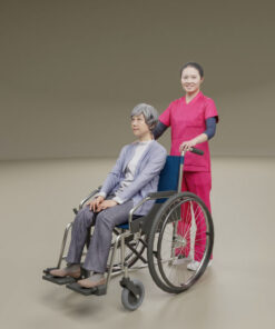 介護士とシニア3D人物モデル