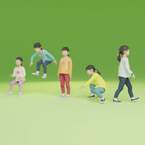 Tポーズ-アニメーション子ども3Dモデル素材