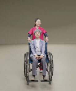 車椅子介護-3D人物モデル