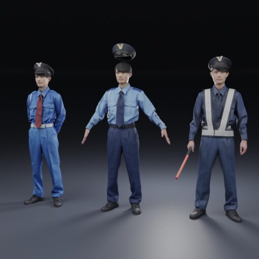 警備員3Dモデルバリエーション