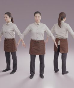 3Dモデル素材フード系女子-コック-カフェ