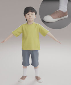 靴を履いた男の子3Dモデル素材