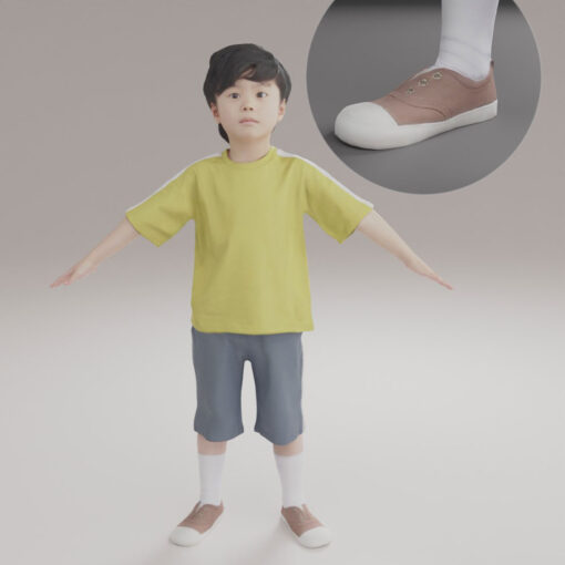 靴を履いた男の子3Dモデル素材