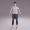 3Dモデル素材-女性パンツカジュアル