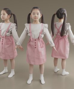 女の子-子供日本人3D-室内