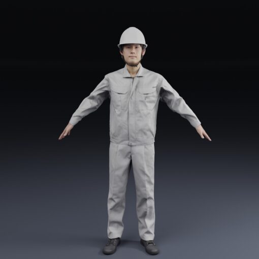工場作業服3D人物モデル素材