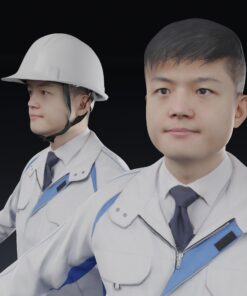 ヘルメット作業員工事-工場3Dモデル素材