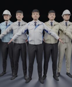 工場作業員-工事作業服-建設従業員ユニフォーム3Dモデル