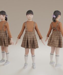 小学生女子3D人物モデル素材