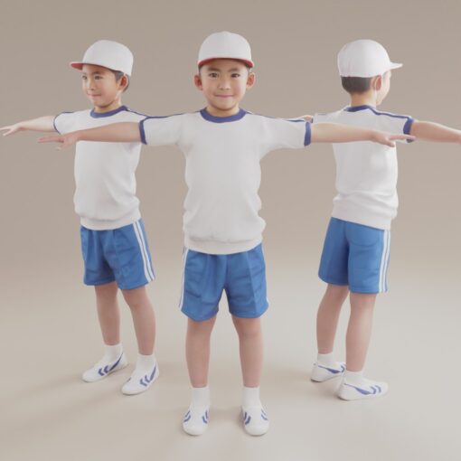 体操服姿の小学生3Dモデル人物素材