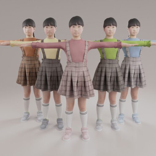 小学生子供3Dモデル女の子素材