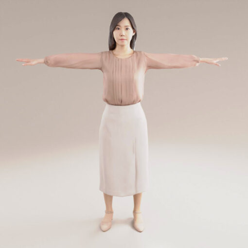 スカート女性日本美人3Dモデル