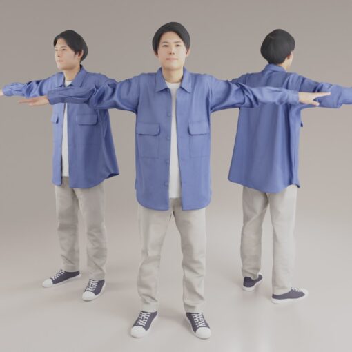 Tポーズ人物素材3Dモデル男性日本人