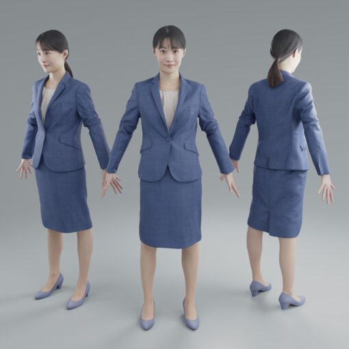 フォトグラメトリ-3Dモデル素材-女性ビジネス