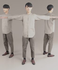 シンプルな服装3D Tポーズ男性素材