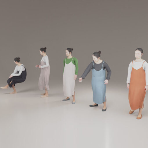 アニメーション3Dモデル素材日本人女性母親