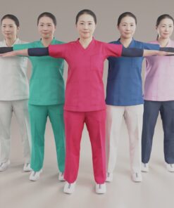ナーススラブ5色-3Dモデル素材-看護師