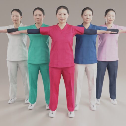 ナーススラブ5色-3Dモデル素材-看護師