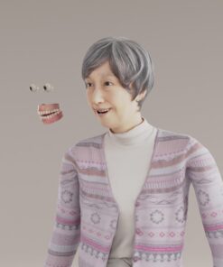 blender-cycleレンダリング-おばあさん-目と歯のモデル