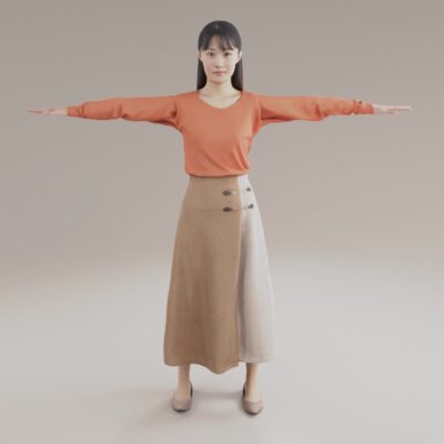 若い女性-3Dモデル素材-日本人