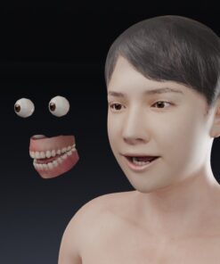 目と口がついた3Dモデル男性フェイシャルアニメーション