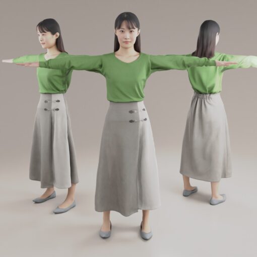 ロングスカート3Dモデル素材女性