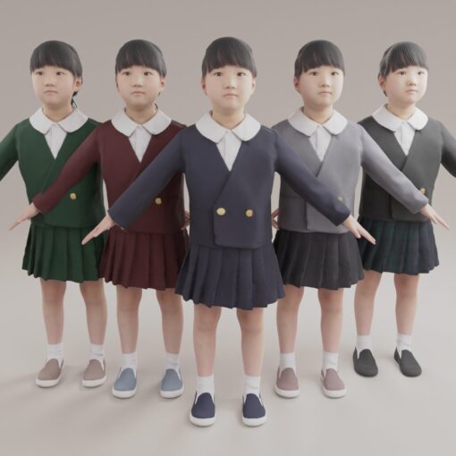アニメーション用の3Dモデル-女の子幼児-保育園