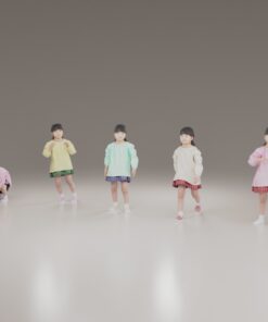 体のアニメーションがついた3Dモデル素材女の子保育園