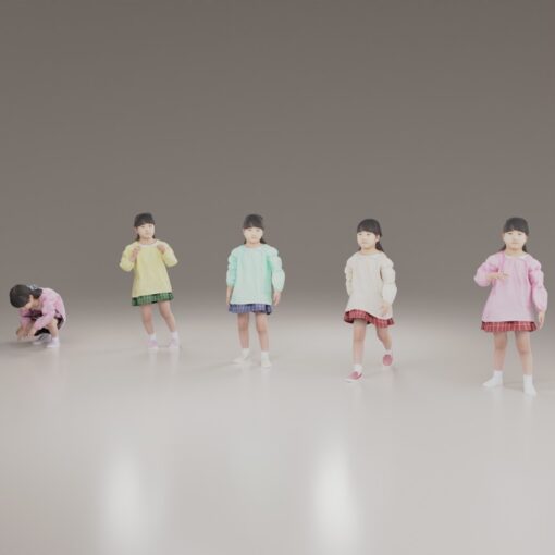 体のアニメーションがついた3Dモデル素材女の子保育園