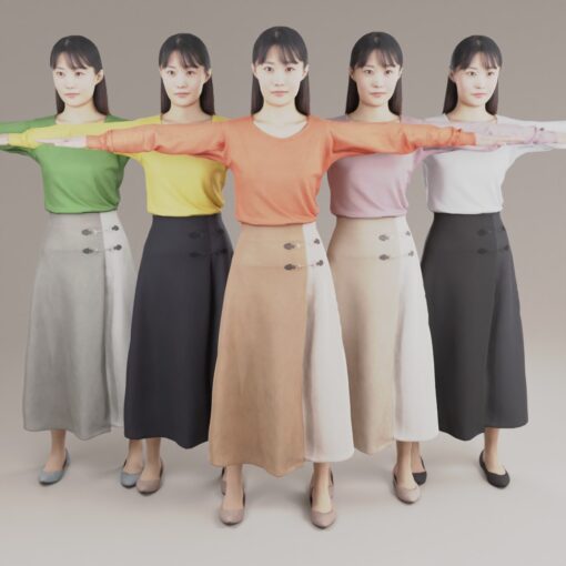 ファッションの色違い3D人体モデル女性