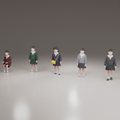 幼稚園児女子の3Dアニメーション
