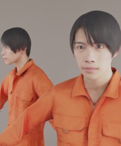 つなぎ作業着の日本人男性3Dモデル素材