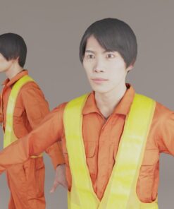 作業着安全帯の男性日本人3Dモデル素材