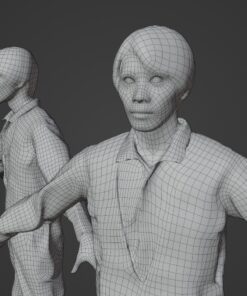 作業着安全帯の男性日本人3Dモデル素材メッシュ