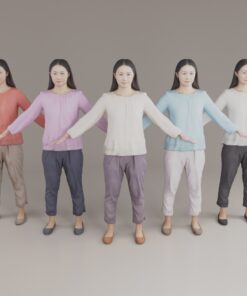 日本人女性3Dモデル素材5色マテリアル