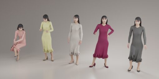 日本人女性3Dモデル素材ダウンロード_アニメーション